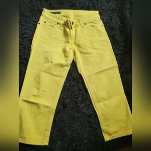 Gucci Yellow Mustard Denim Cropped Jeans